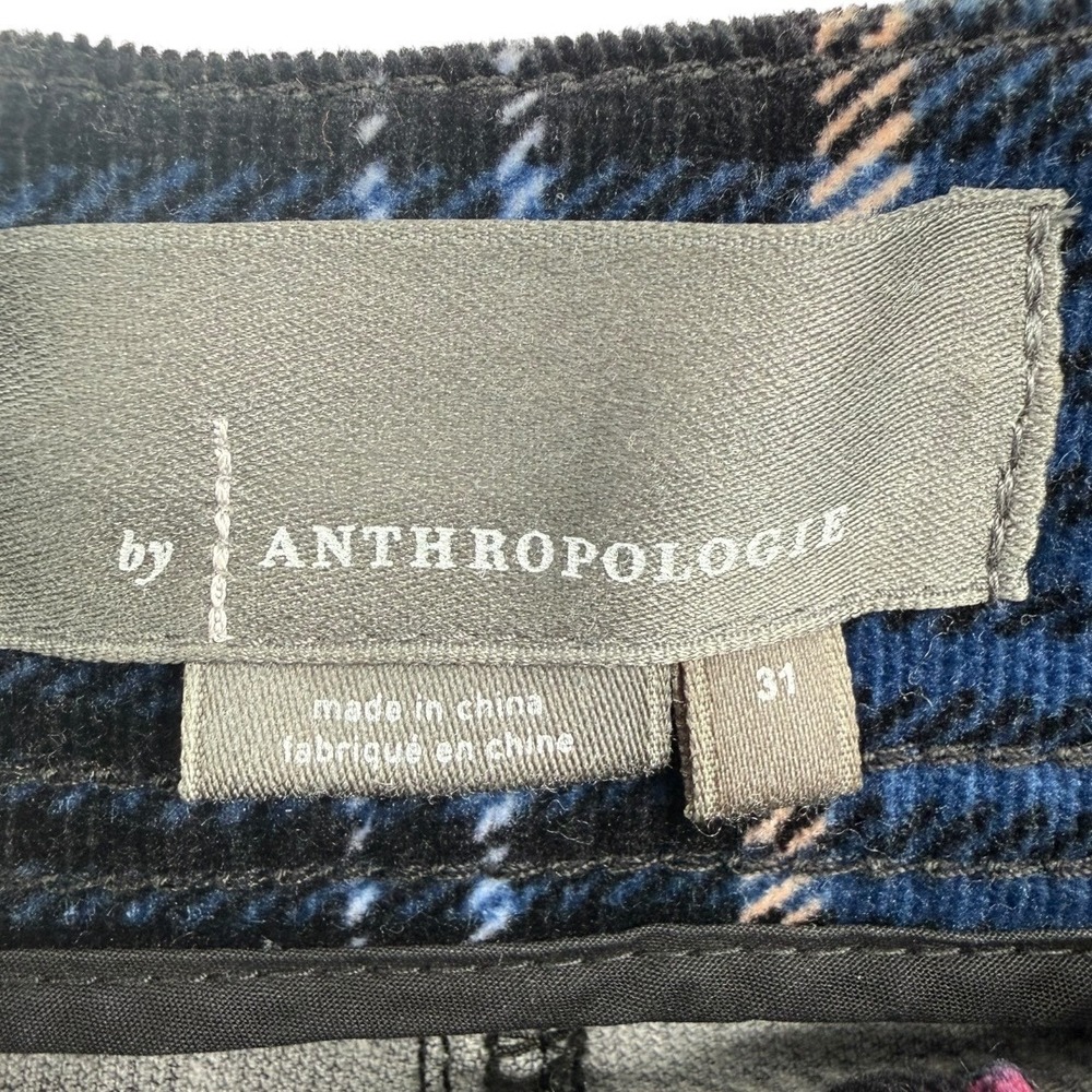 NWT Anthropologie Women's Alicia Plaid Moto Corduroy Slim Pants Size 31 Preppy‎ - Picture 2 of 10